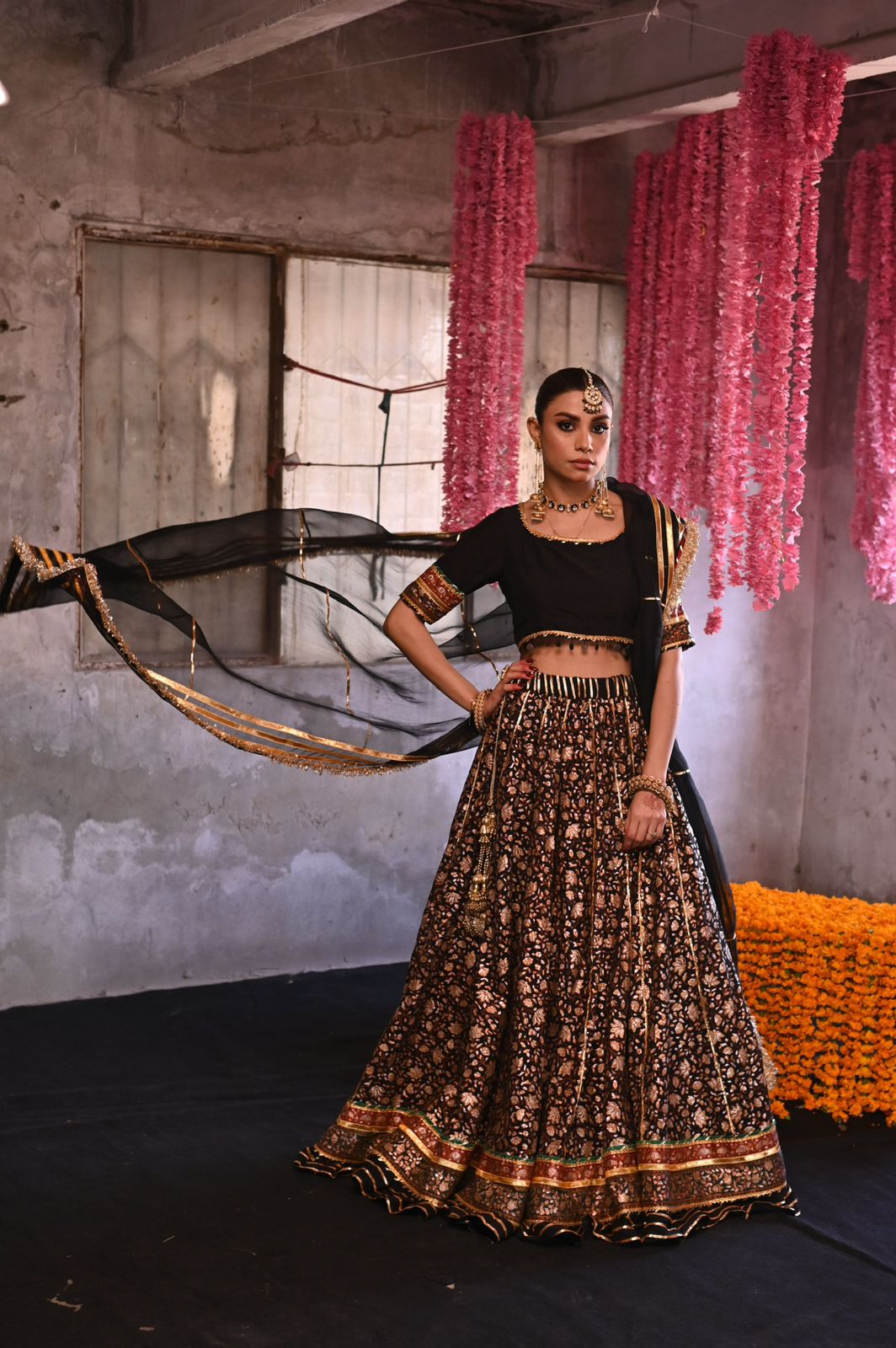 Naja Black Lehnga Choli Set - For Her